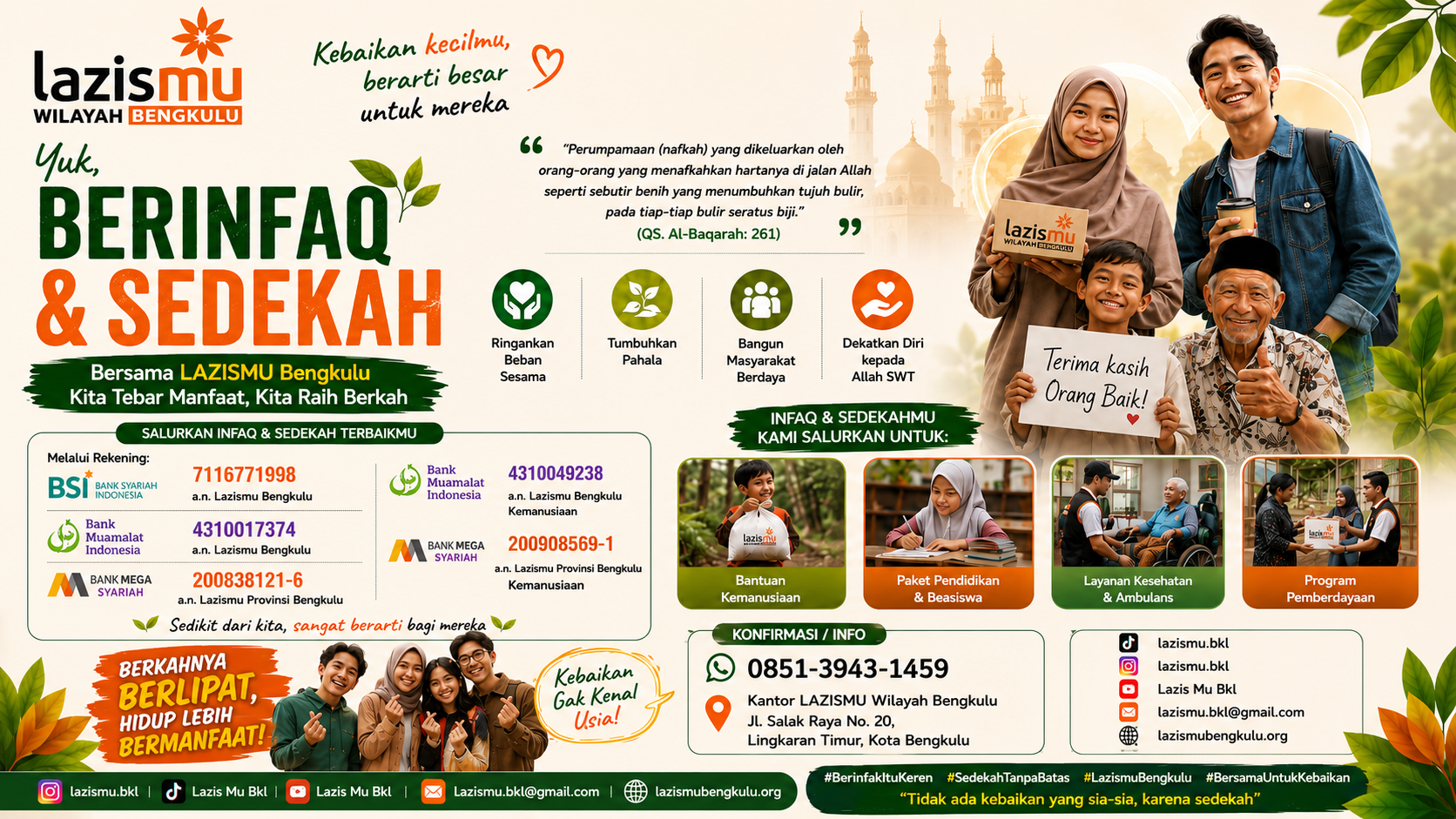 YUK, BERINFAQ & BERSEDEKAH BERSAMA LAZISMU WILAYAH BENGKULU 