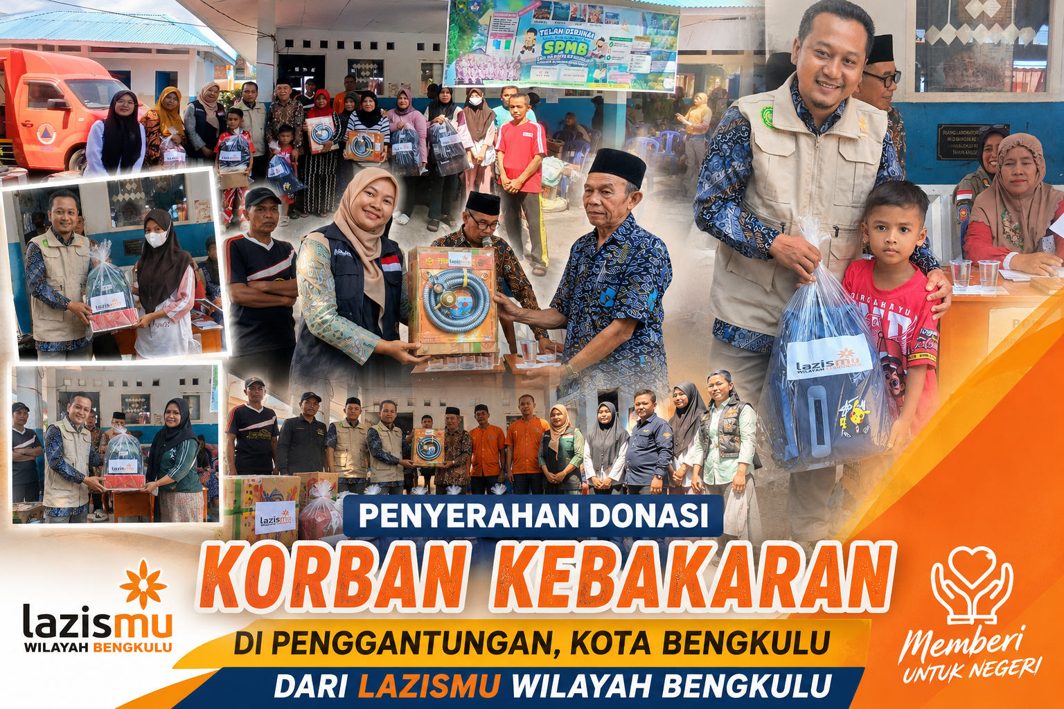 LAZISMU Bengkulu Kembali Bergerak, Bantu Korban Kebakaran Pengantungan dengan Kompor Gas dan  Paket School Kit